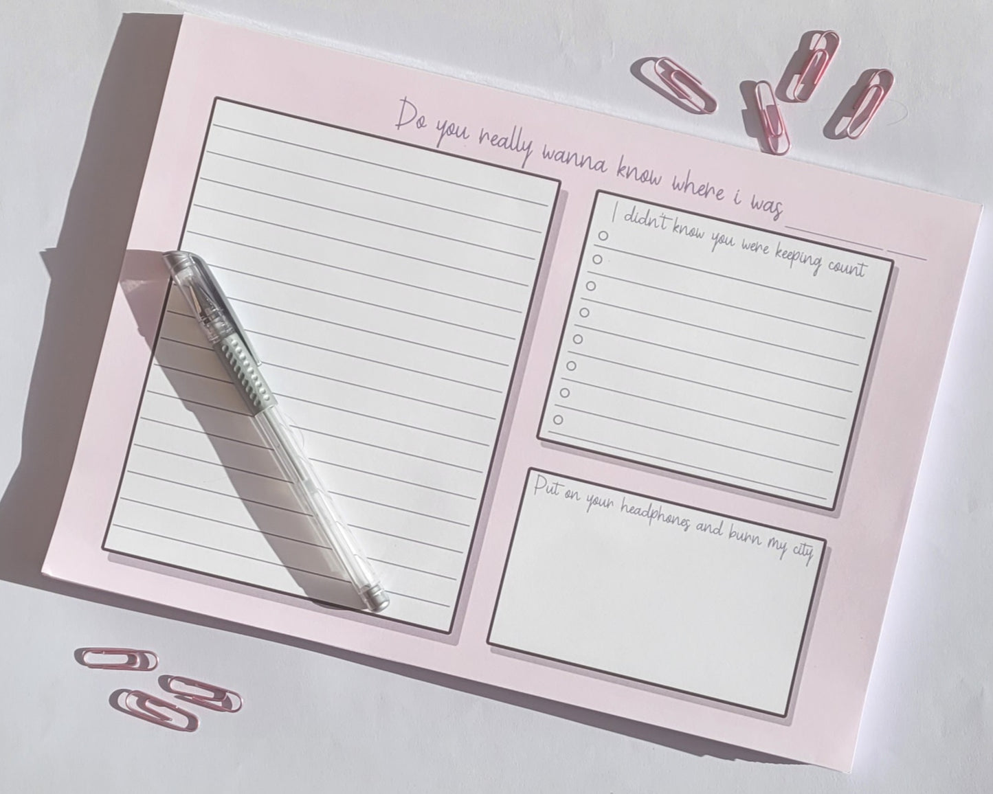 Do You Really Wanna Know Where I Was _____ - Taylor Swift - High Infidelity Notepad