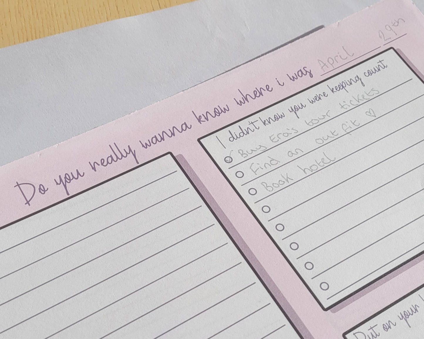 Do You Really Wanna Know Where I Was _____ - Taylor Swift - High Infidelity Notepad