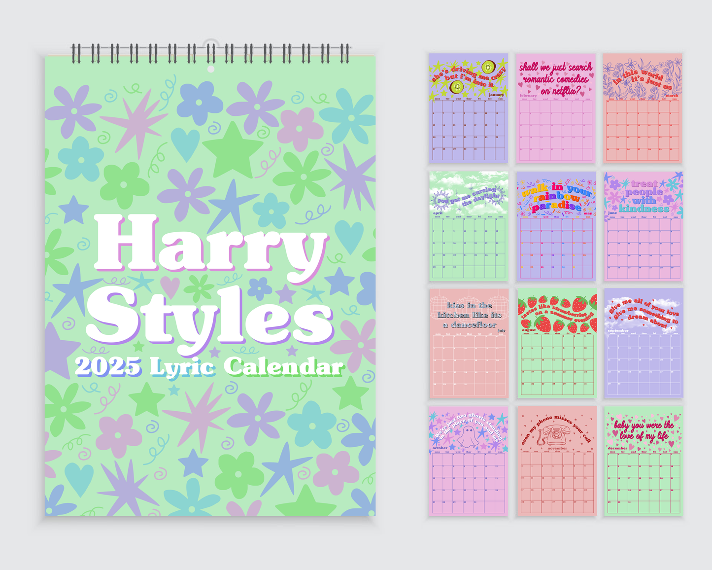 Harry Styles Lyric Wall Calendar 2025 - A4