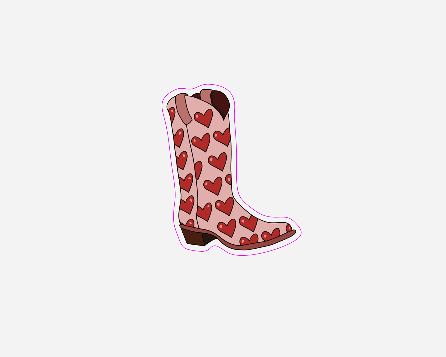 Heart Print Cowboy Boots - Harry Styles Inspired Sticker