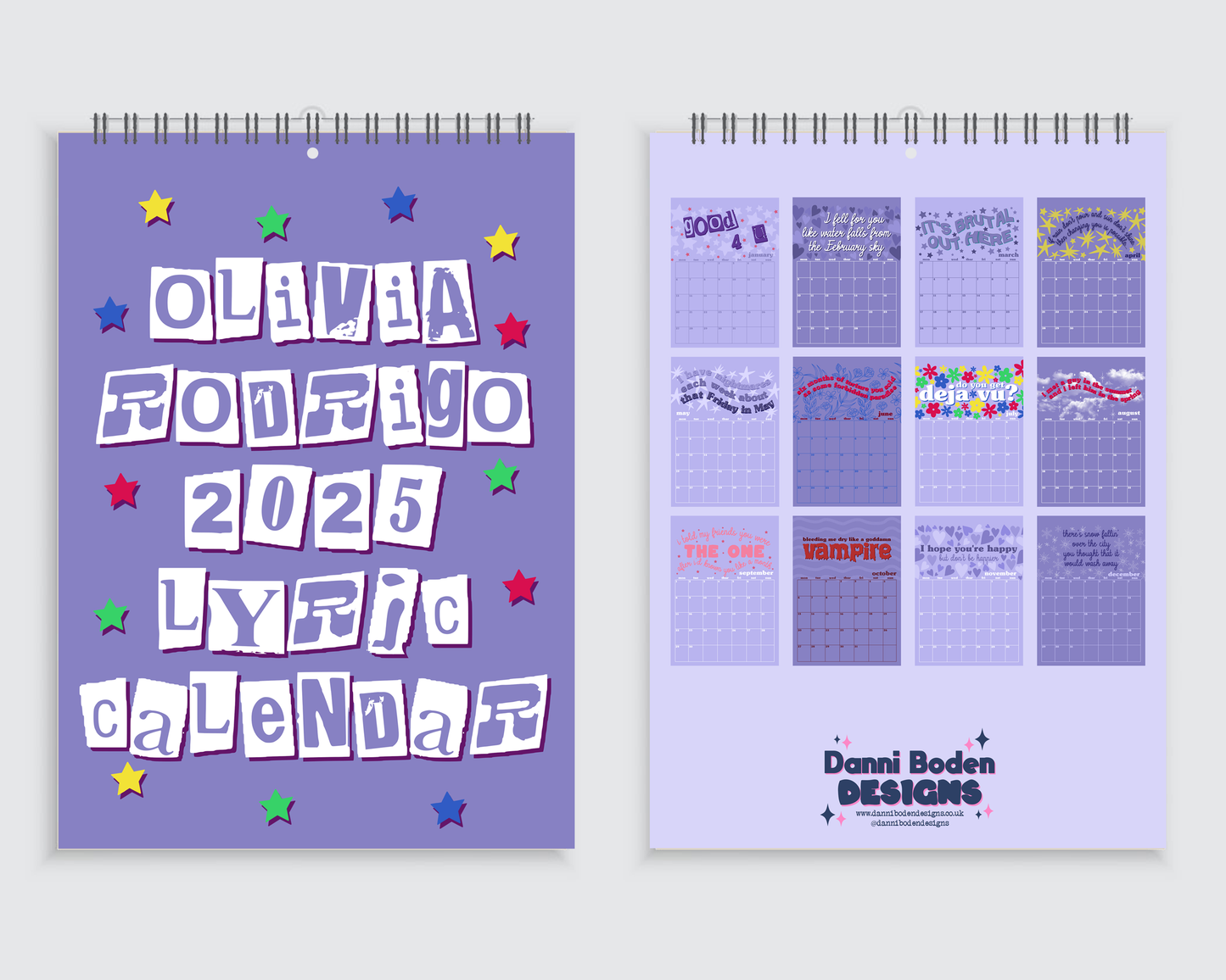 Olivia Rodrigo Lyric Wall Calendar 2025 - A4