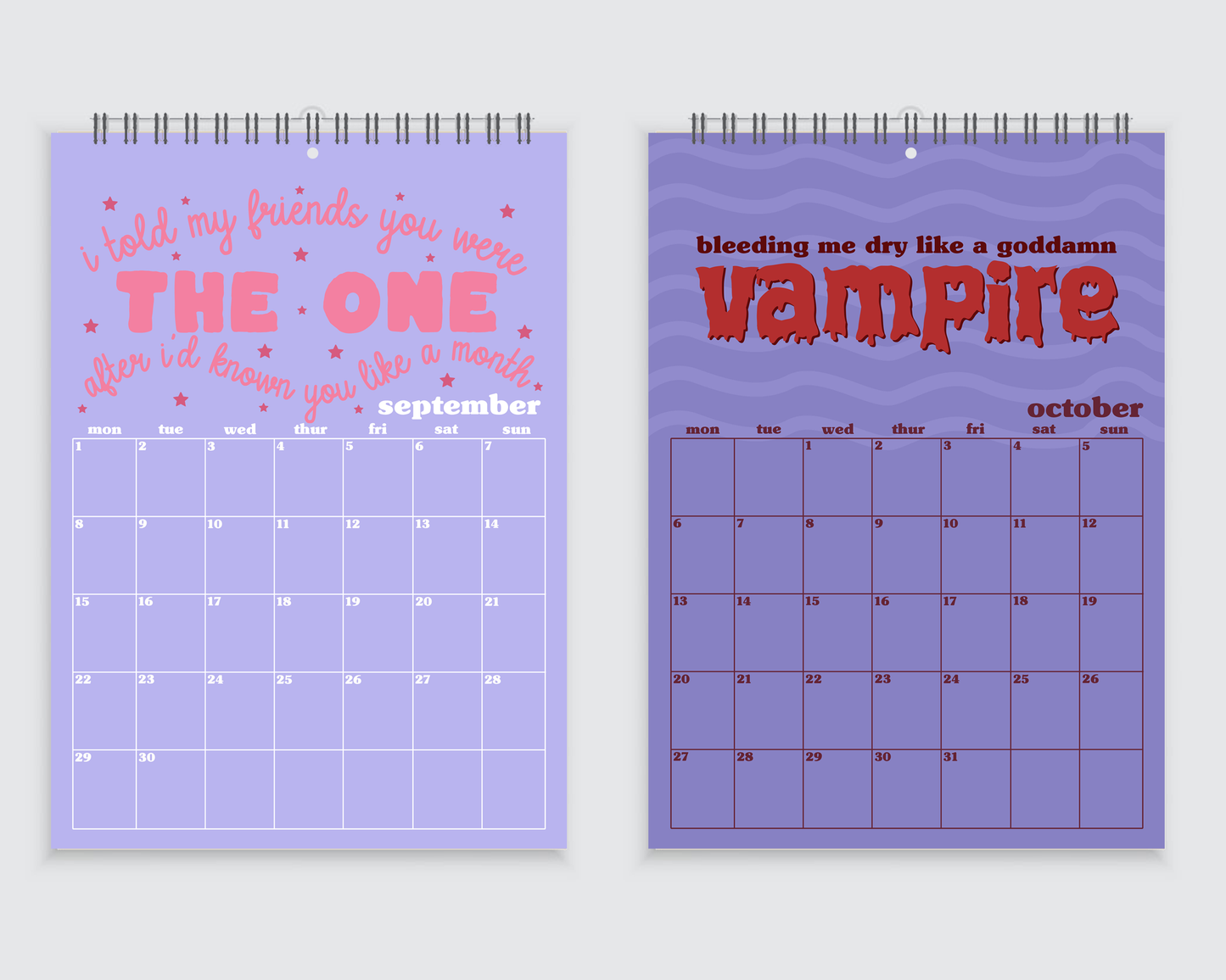 Olivia Rodrigo Lyric Wall Calendar 2025 - A4