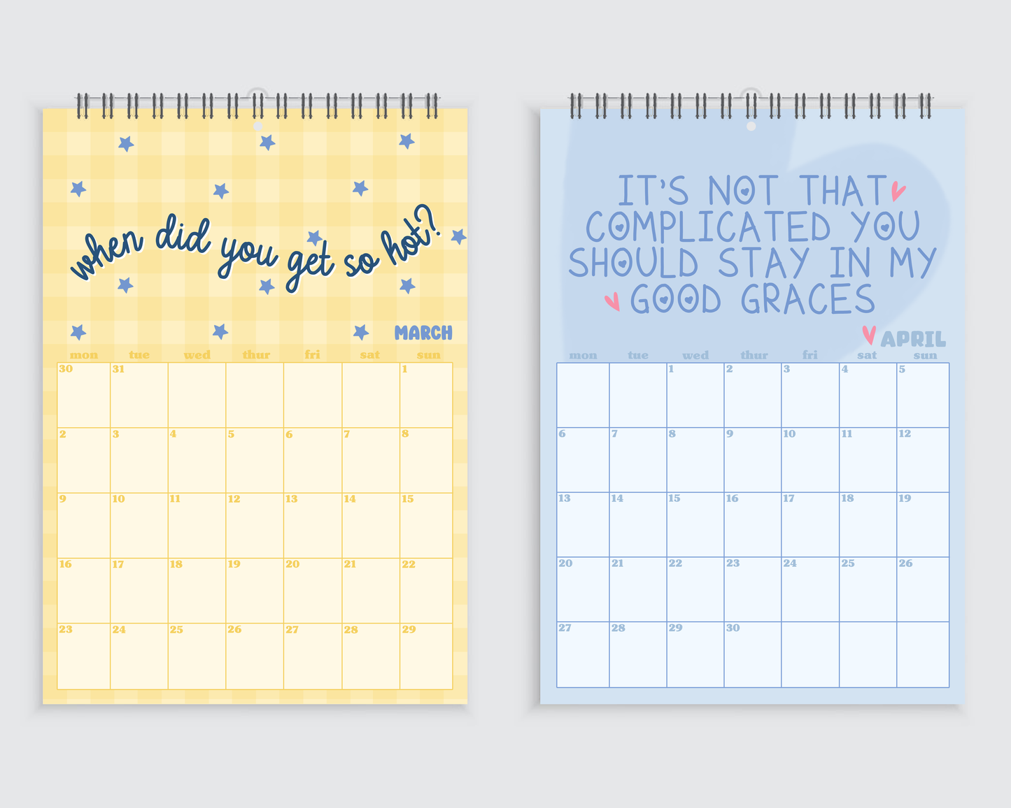 Sabrina Carpenter 2026 Lyric Wall Calendar - A4