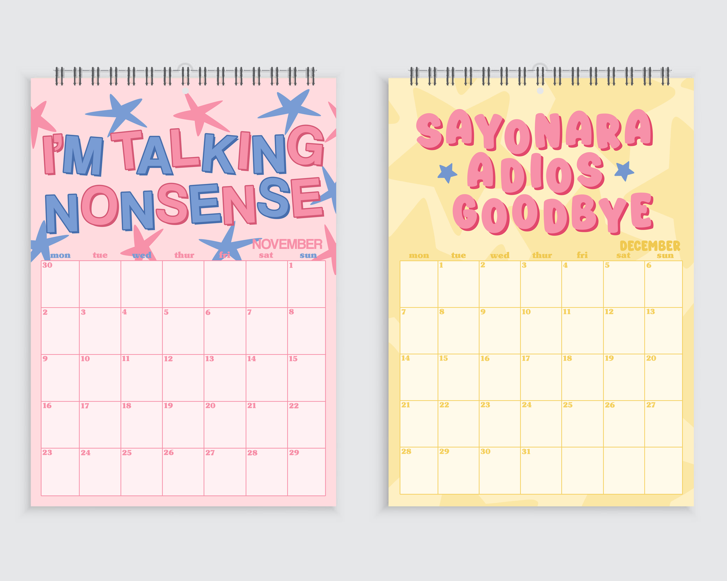 Sabrina Carpenter 2026 Lyric Wall Calendar - A4