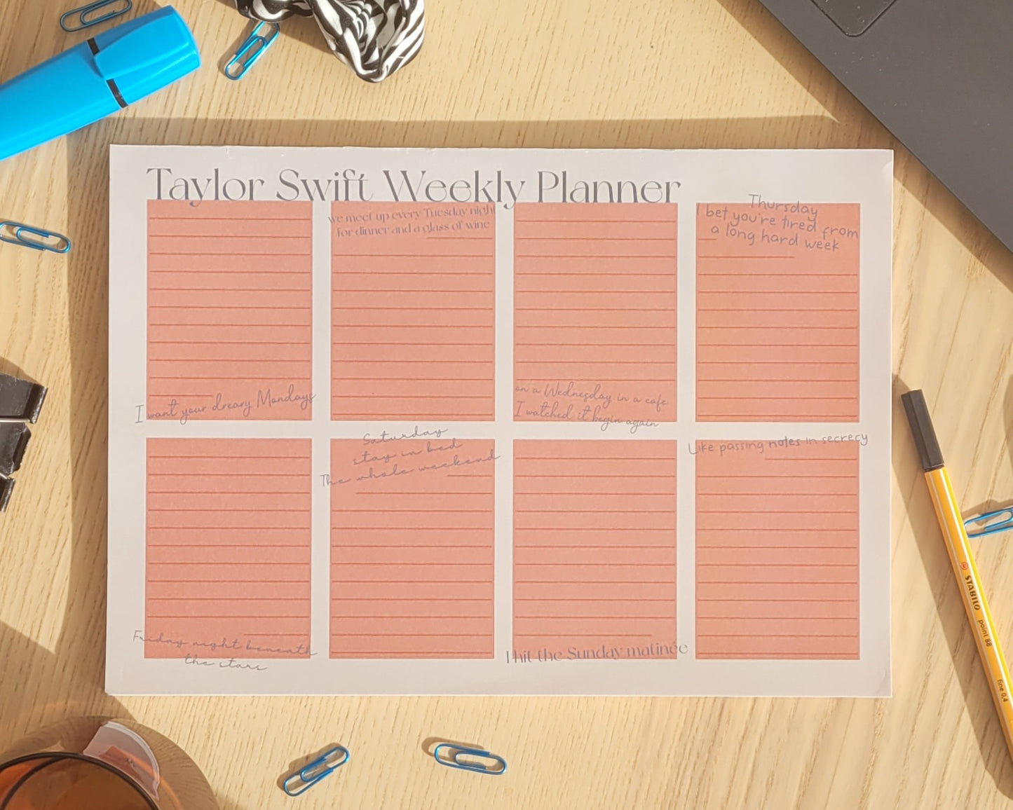 Taylor Swift Weekly Planner Notepad