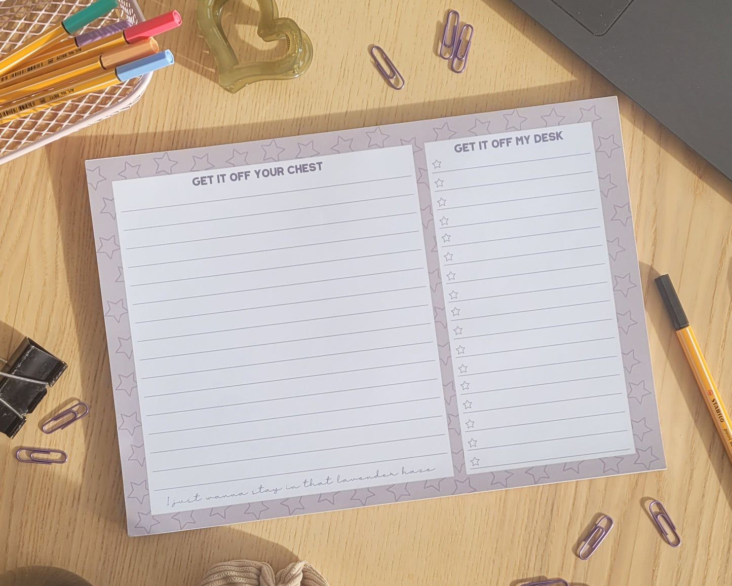 Get It Off Your Chest/ Get It Off My Desk - Taylor Swift-  Lavender Haze Notepad