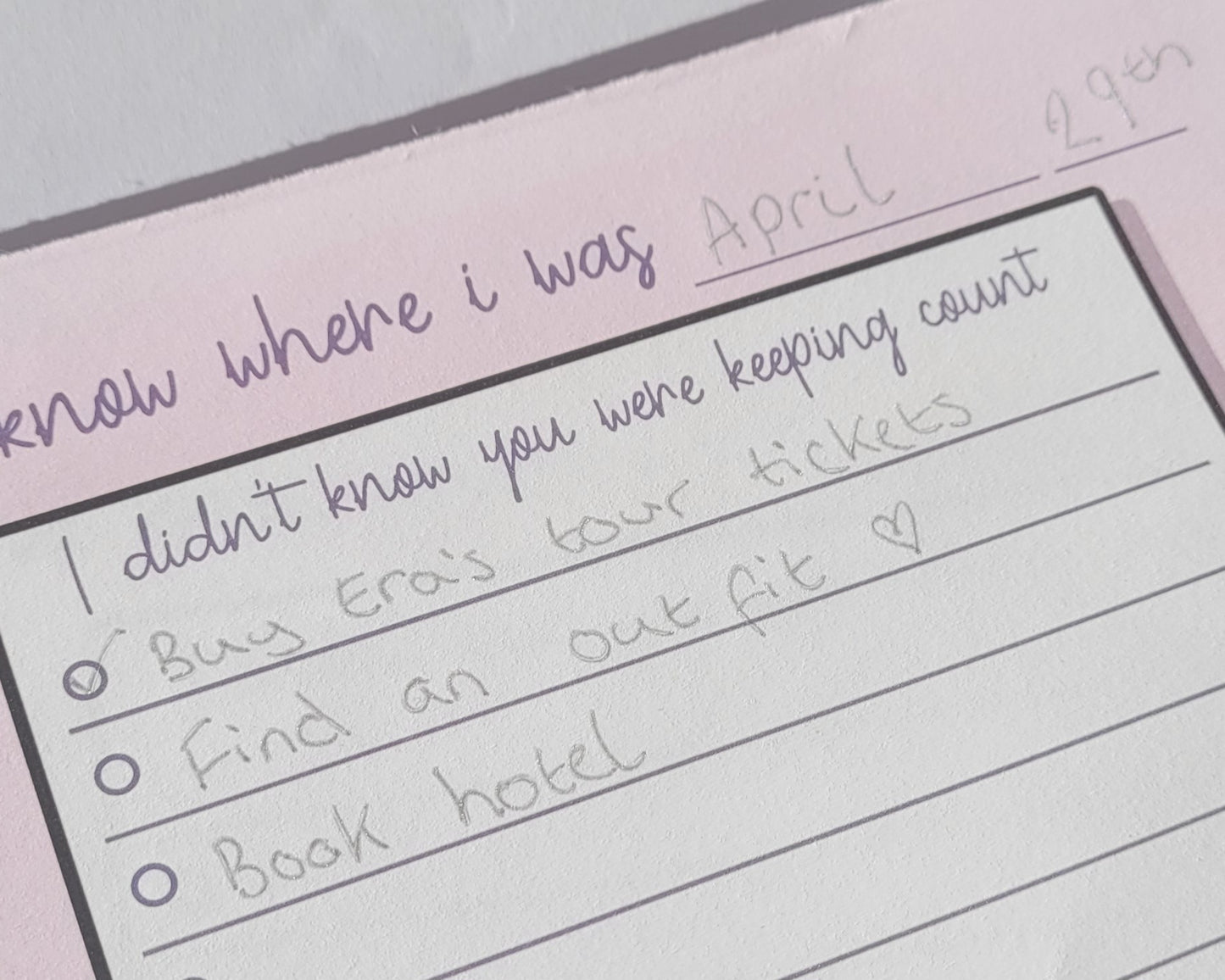 Do You Really Wanna Know Where I Was _____ - Taylor Swift - High Infidelity Notepad