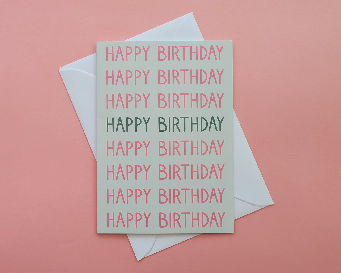 Happy Birthday Pink & Sage - Greeting Card