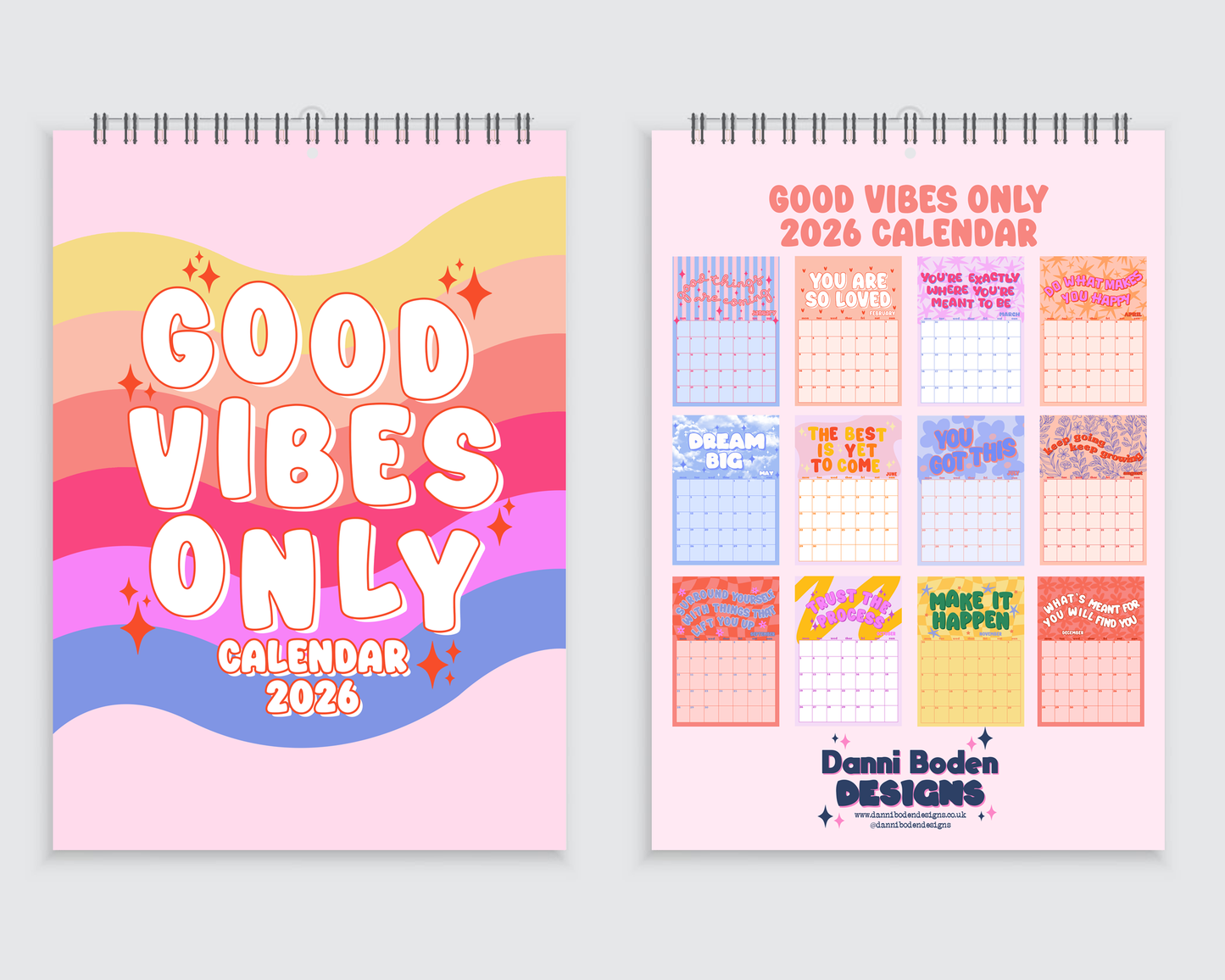 Good Vibes Only - The Positivity 2026 Wall Calendar - A4
