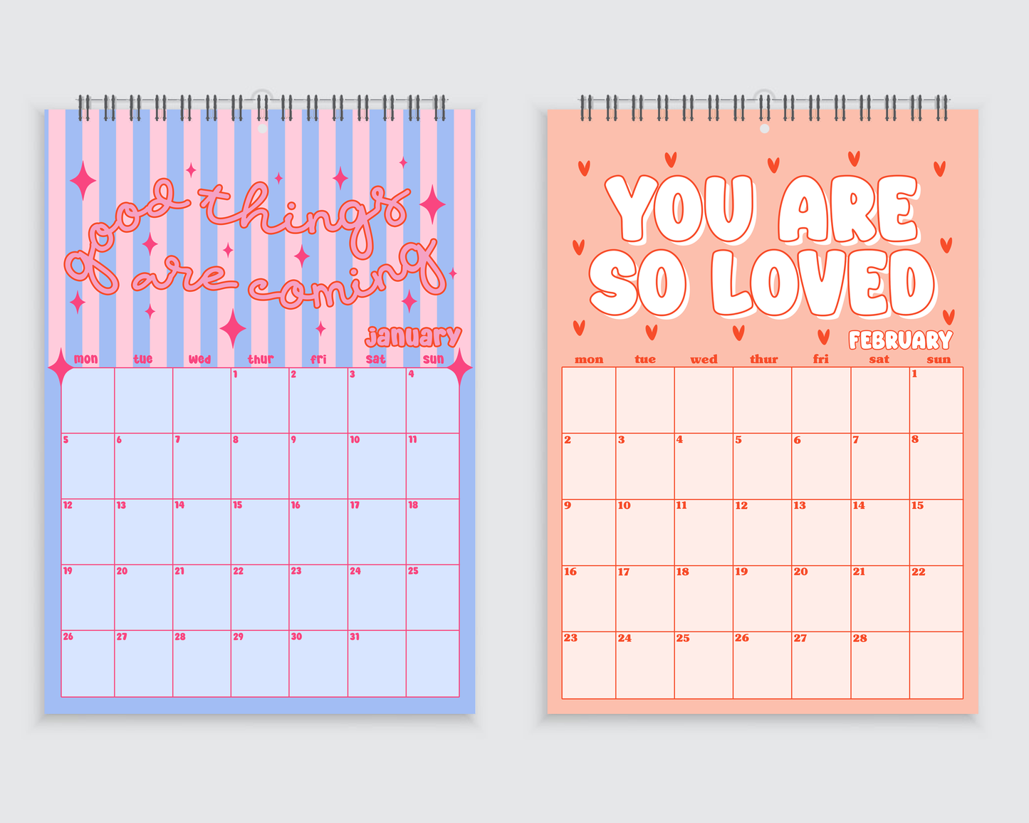 Good Vibes Only - The Positivity 2026 Wall Calendar - A4