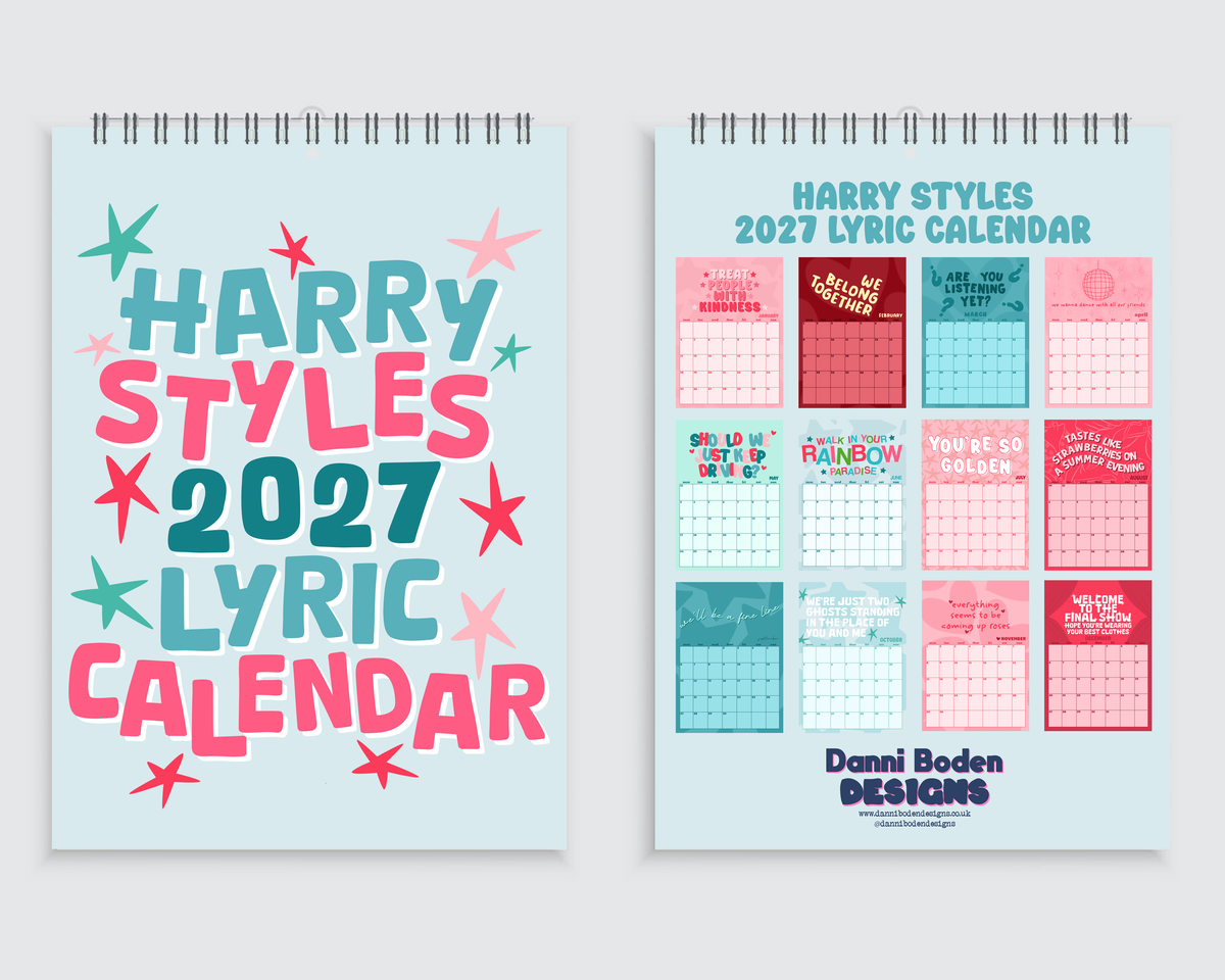 Harry Styles Lyrics | A4 Wall Calendar 2027