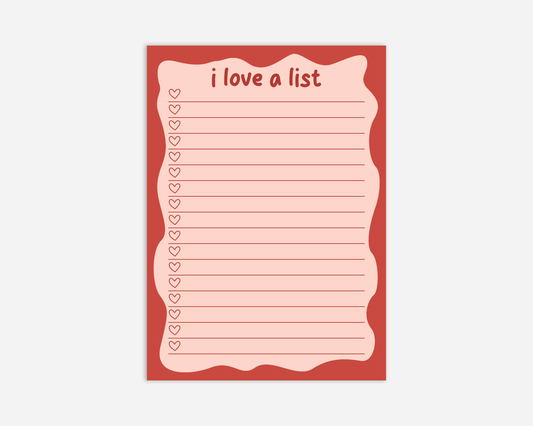 I Love A List | A5 Notepad
