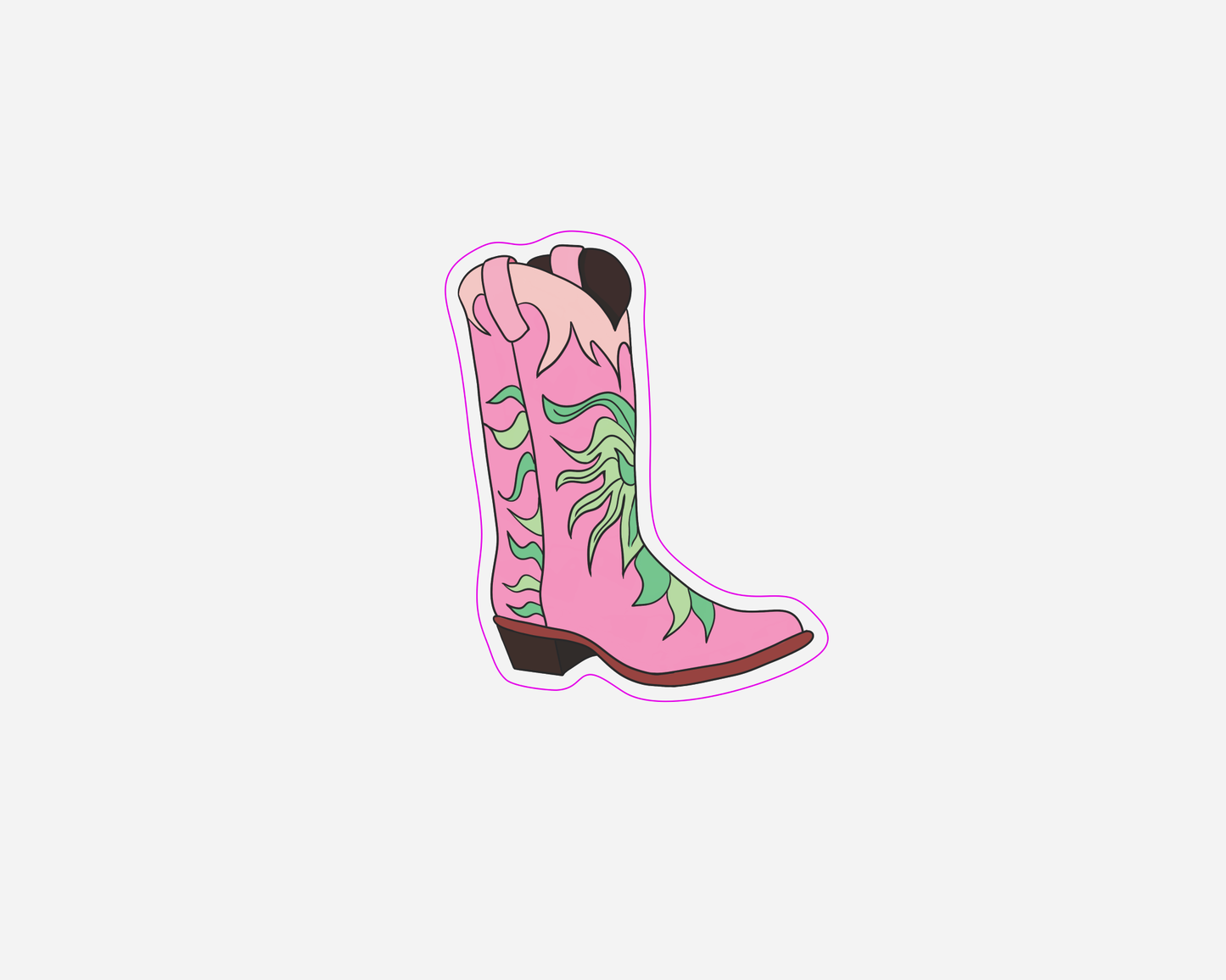 Pink & Green Cowboy Boots - Taylor Swift Inspired Sticker