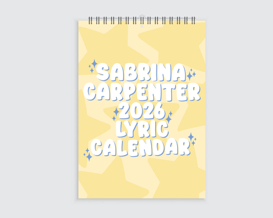 Sabrina Carpenter 2026 Lyric Wall Calendar - A4