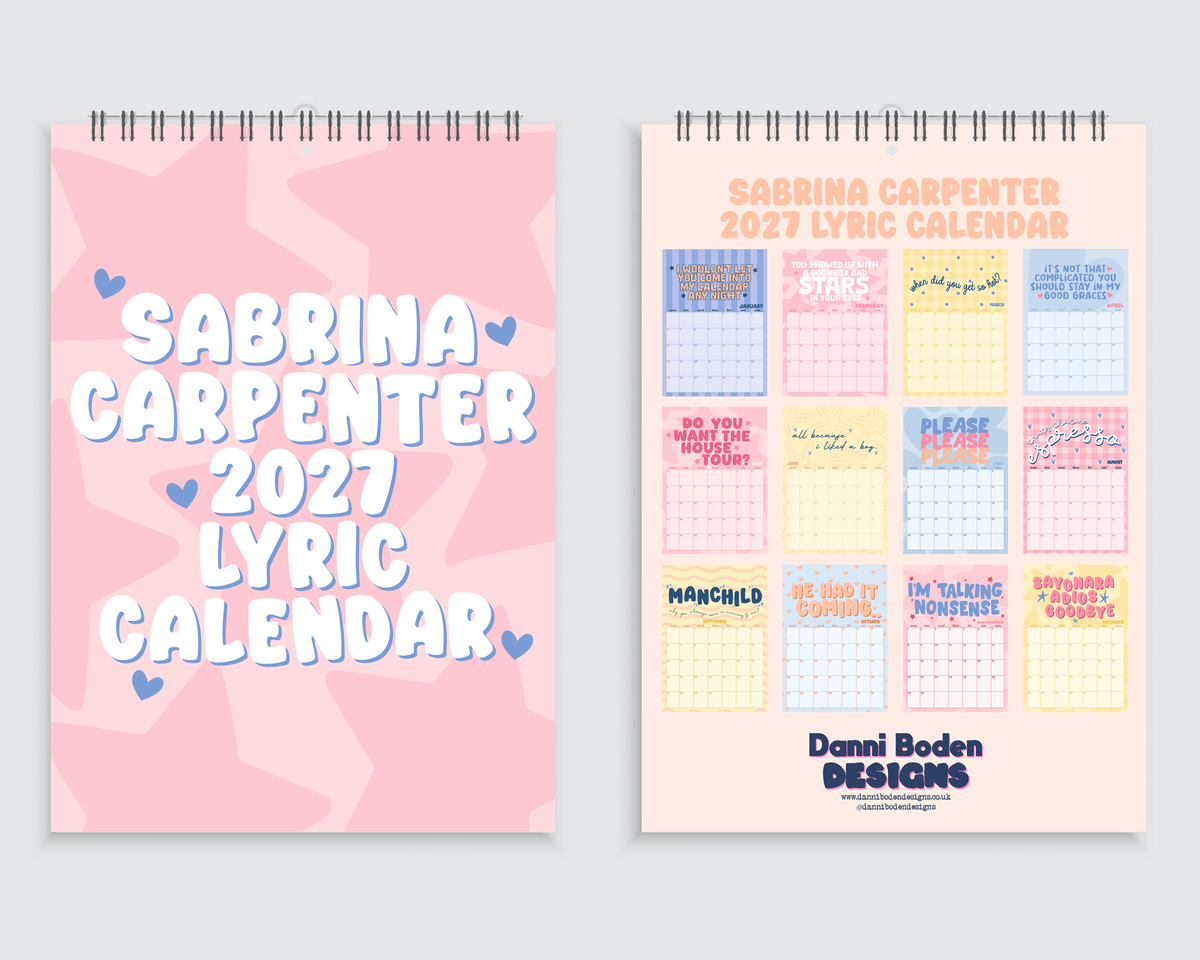 Sabrina Carpenter Lyrics | A4 Wall Calendar 2027