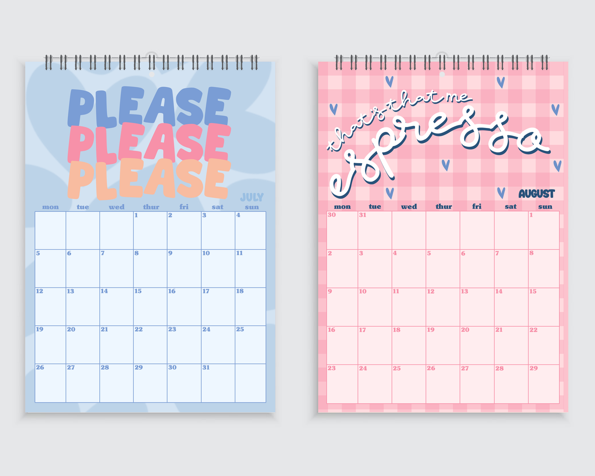 Sabrina Carpenter Lyrics | A4 Wall Calendar 2027