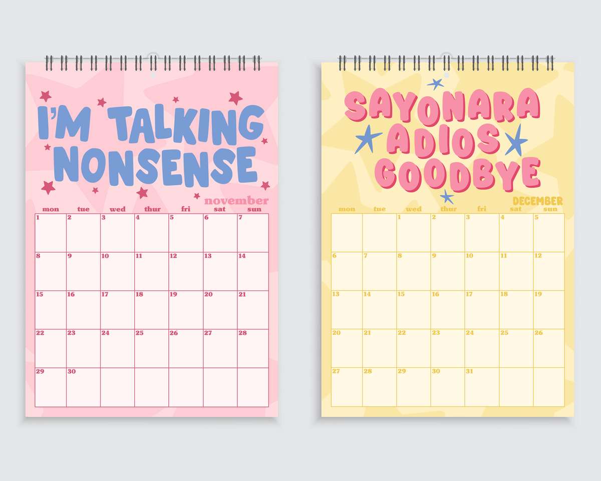 Sabrina Carpenter Lyrics | A4 Wall Calendar 2027