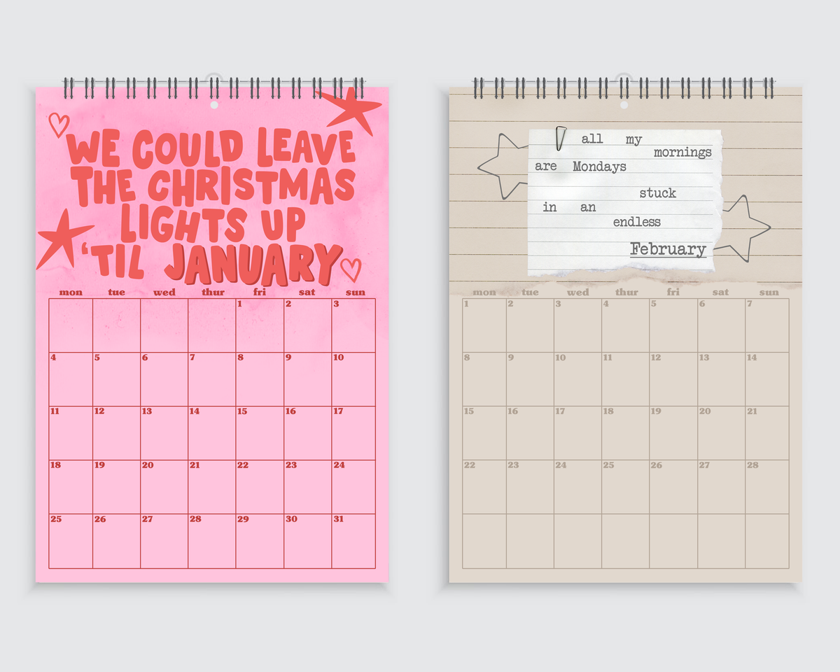 Taylor Swift Lyrics | A4 Wall Calendar 2027