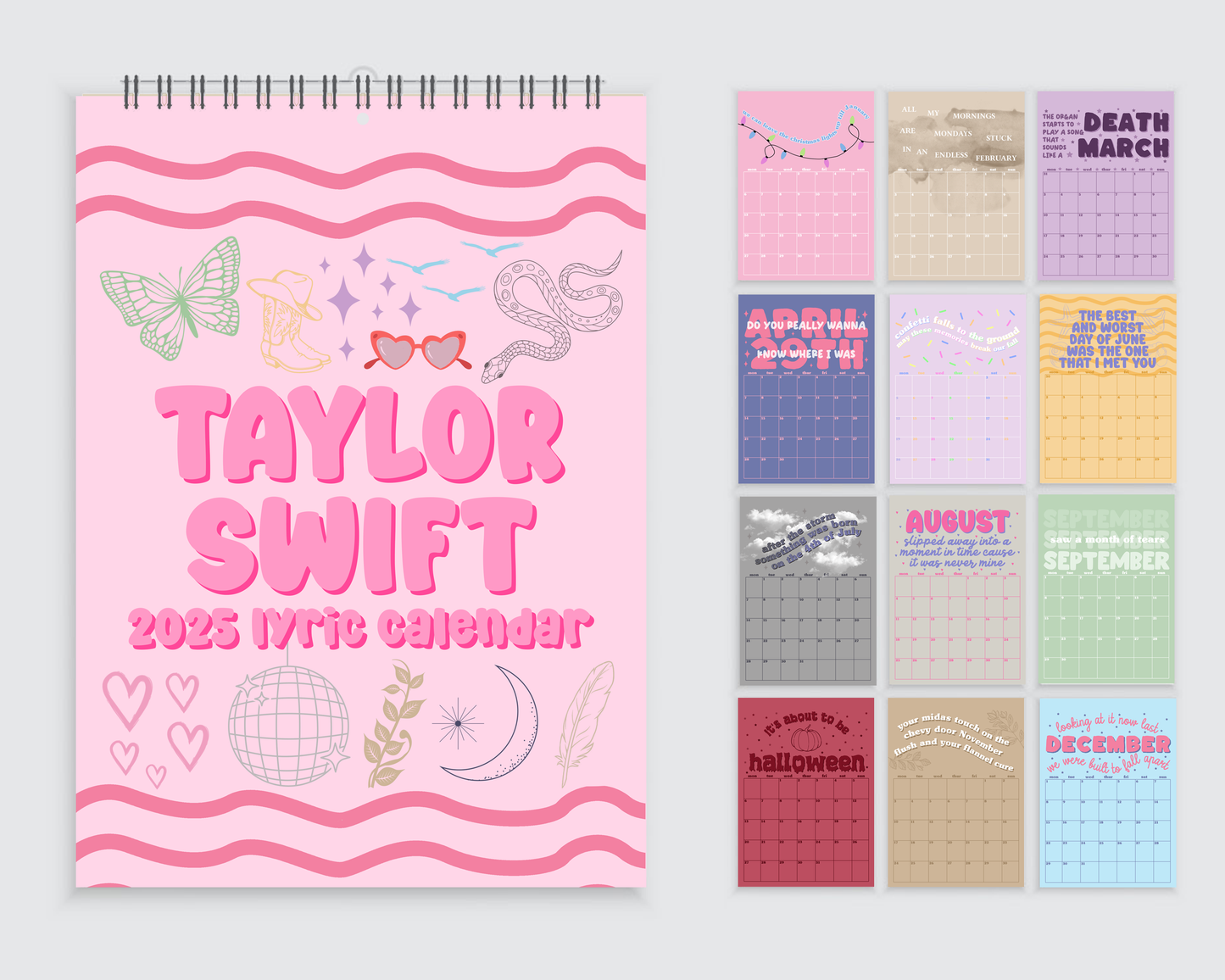 Taylor Swift Lyric Wall Calendar 2025 - ERAS Inspired - A4