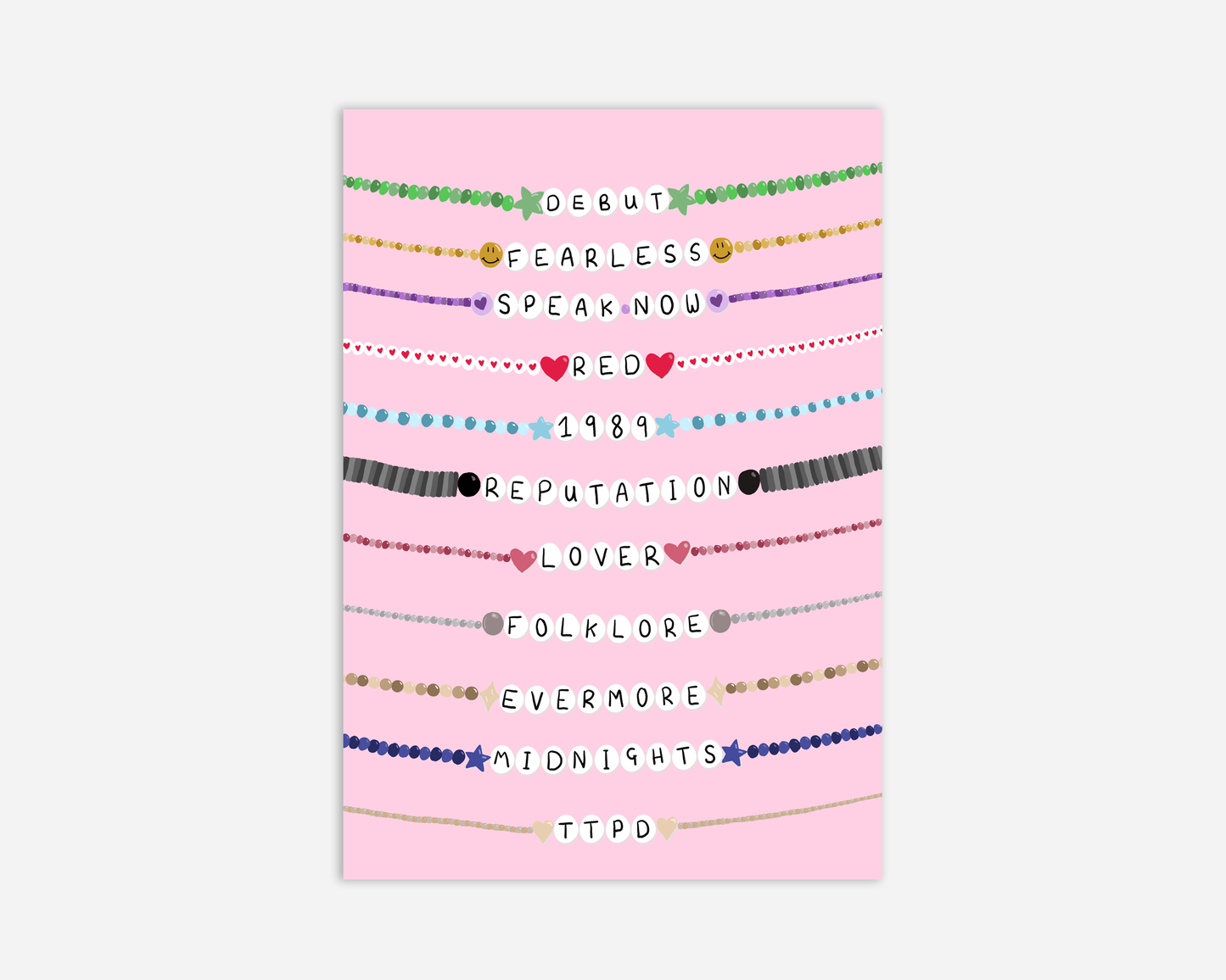 Taylor Swift Albums Friendship Bracelet - Greeting Card