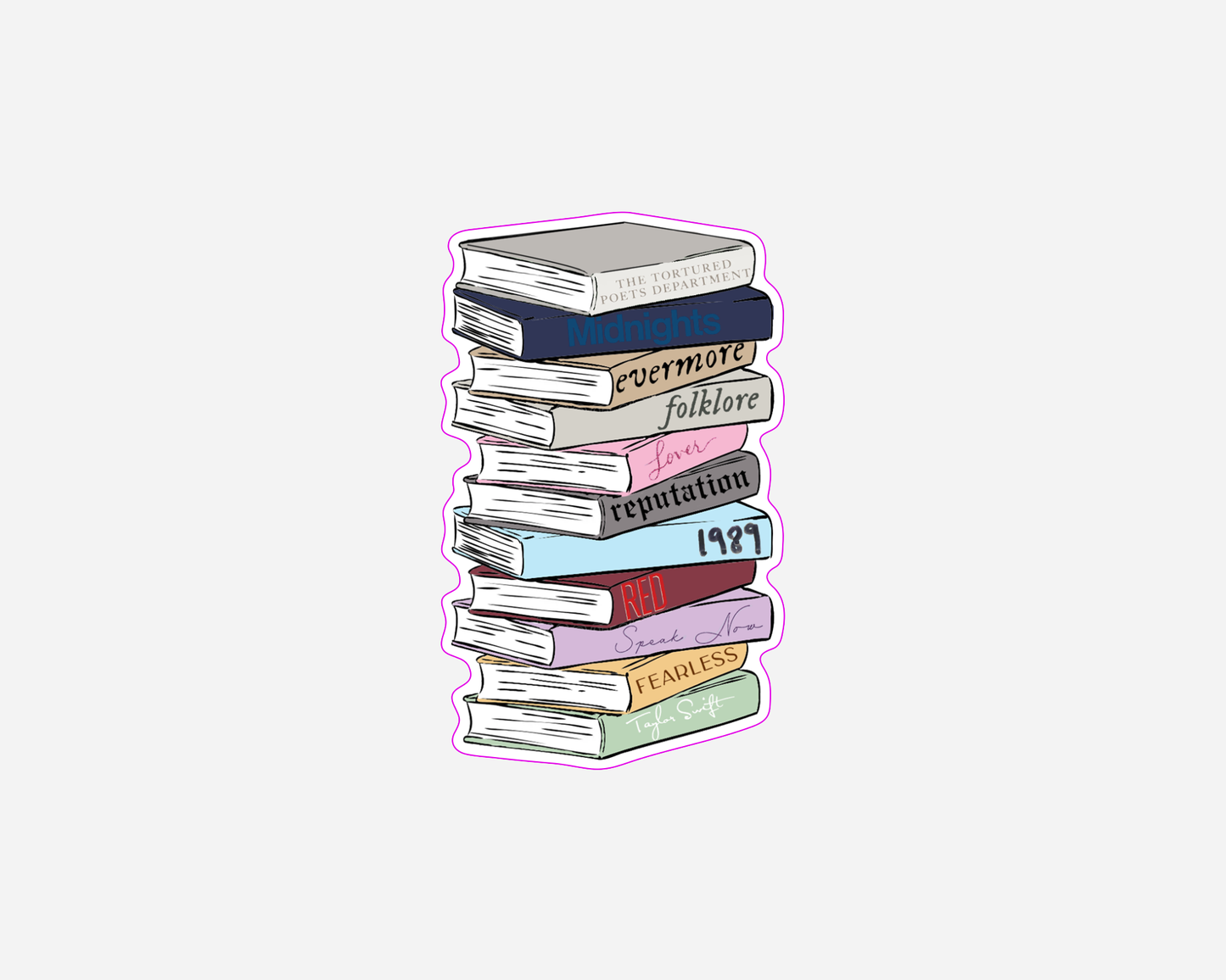 Taylor Swift Albums Book Stack - Sticker