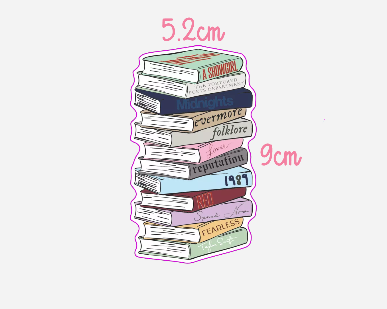Taylor Swift Albums Book Stack - Sticker INC SHOWGIRL