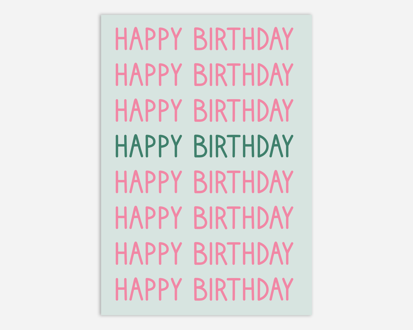 Happy Birthday Pink & Sage - Greeting Card