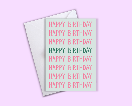 Happy Birthday Pink & Sage - Greeting Card