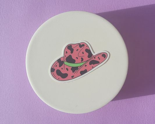 Cow Print Cowboy Hat - Sticker