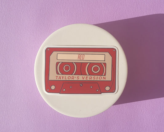 Red Album Inspired Cassette Tape Sticker