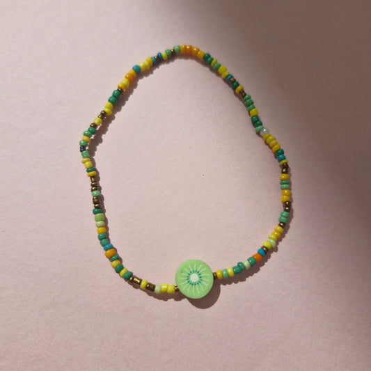 Green/Yellow Friendship Bracelet With A Green Lime Fruit