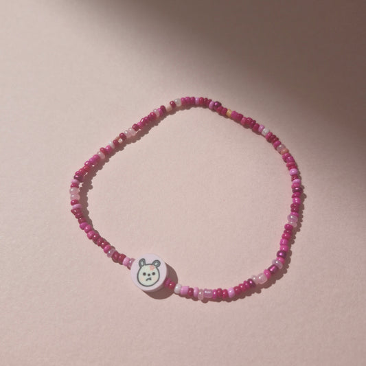 Pink Friendship Bracelet With A Bunny