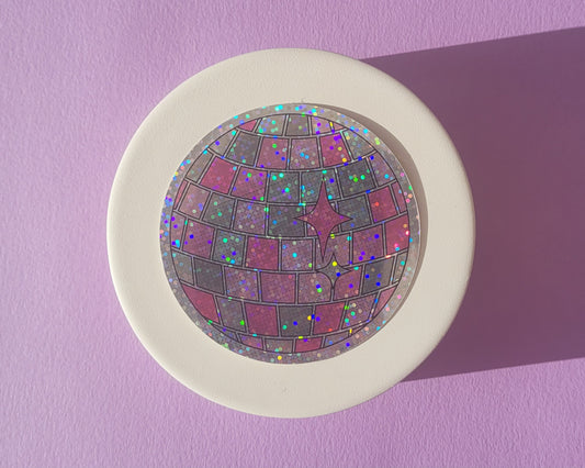 Glittery Disco Ball Pink Sticker