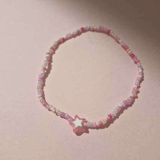 Light Pink Friendship Bracelet With A Light Pink Star