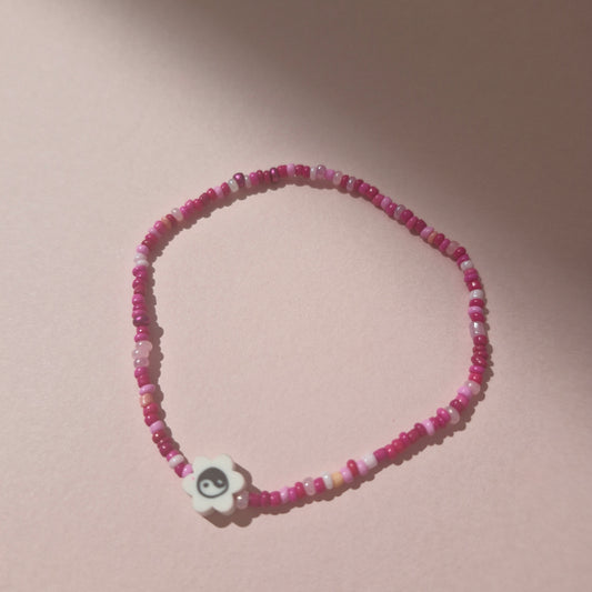 Pink Friendship Bracelet With A Ying & Yang